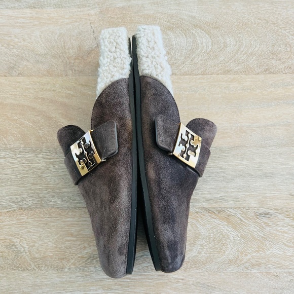 Tory Burch Mellow Suede Shearling Mules - Picture 10 of 12
